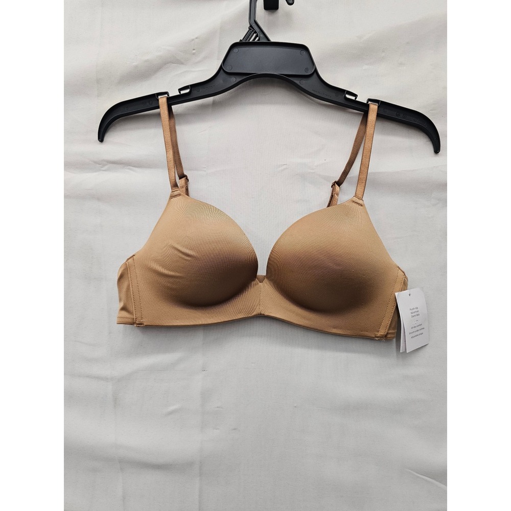Auden Womens Push Up Wirefree Demi Bra Brown Nylon Blend Casual Size 34B